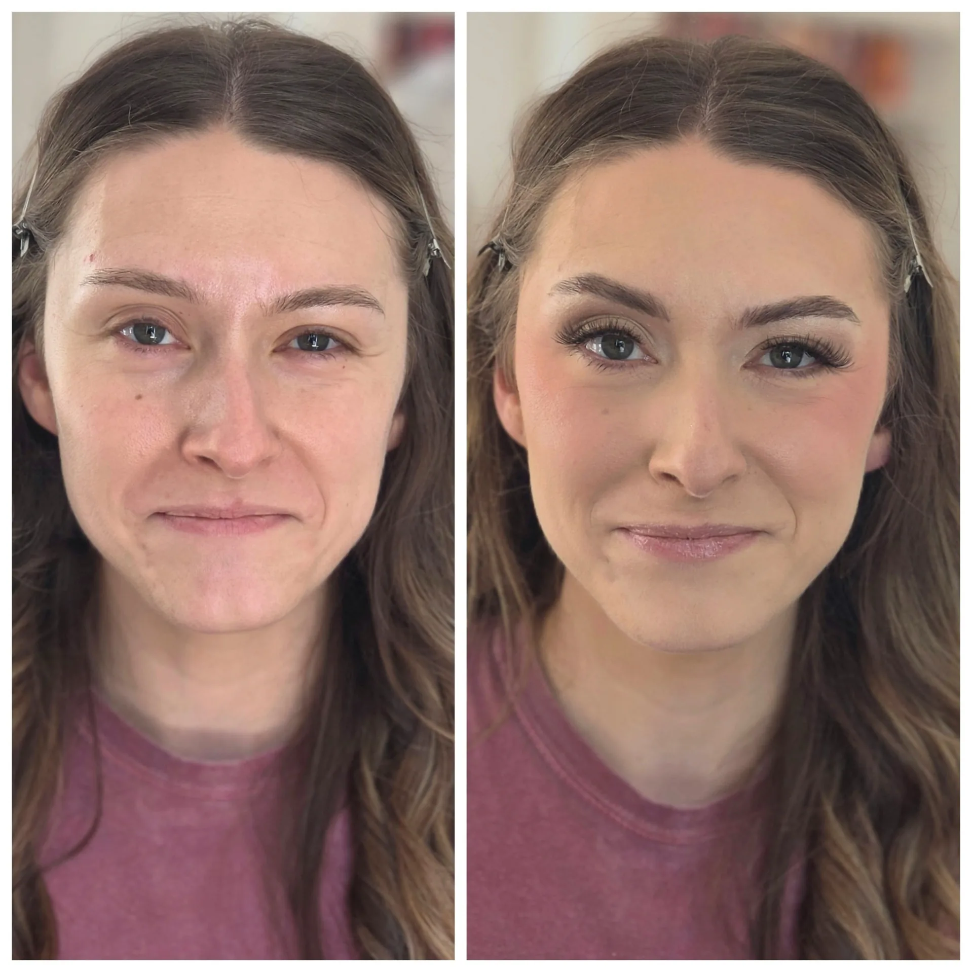 Bridal and glam makeup by Bridgette Goulet, smooth skin prep and lashes