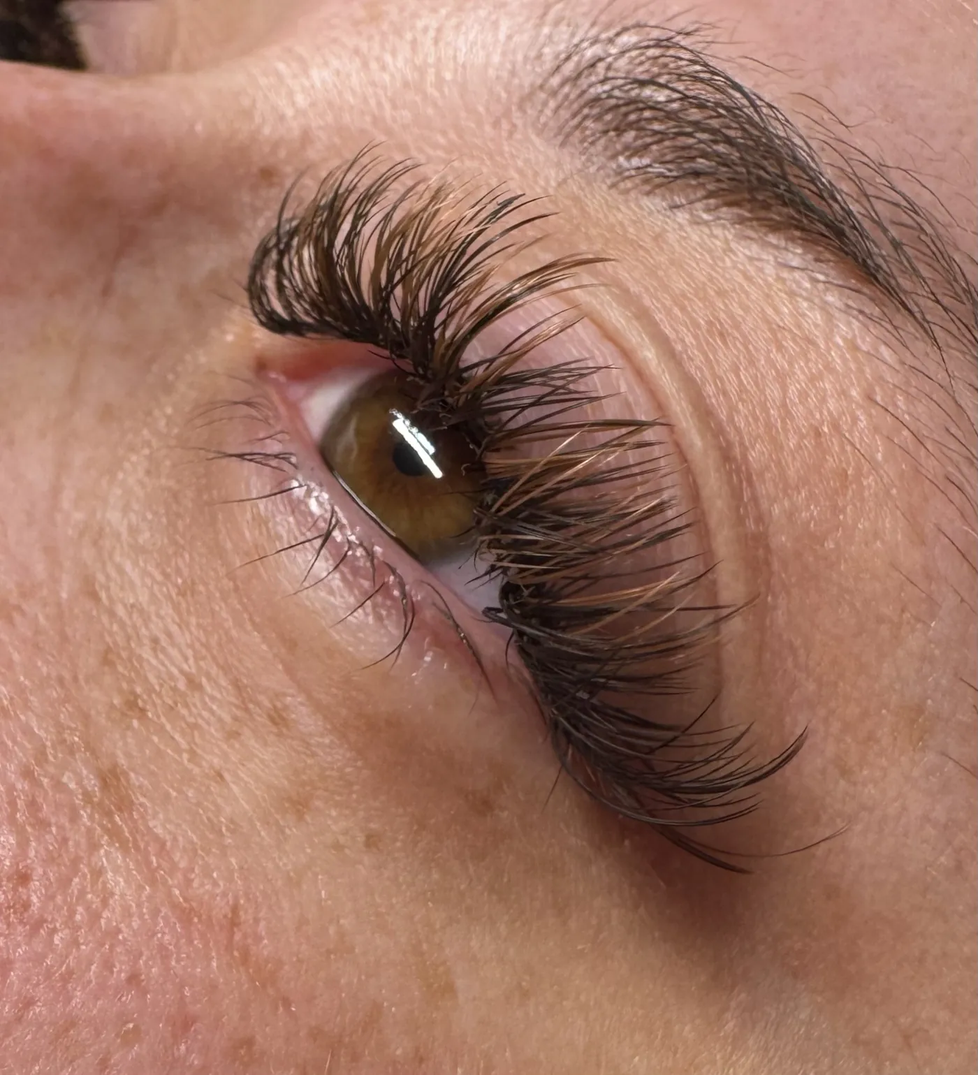 Close-up of classic lash extensions by Bridgette Aesthetics in Lewiston, Maine