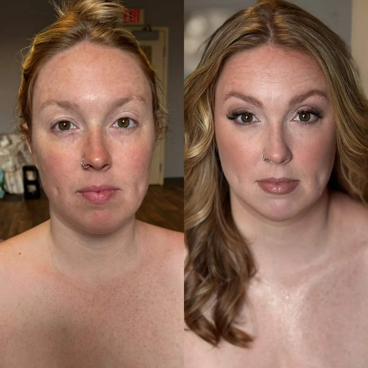 Skin, lash and makeup work by Bridgette Goulet, glowing skin with a defined eye, Lewiston, Maine